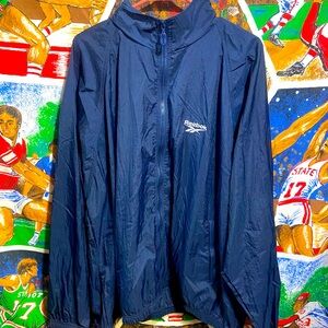 Vintage Reebok Mens XL Navy Blue Windbreaker Jacket